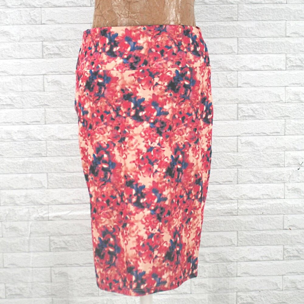 LULAROE Skirt Cassie Floral Abstract Tie Dye Pencil Pink Blue Printed Medium